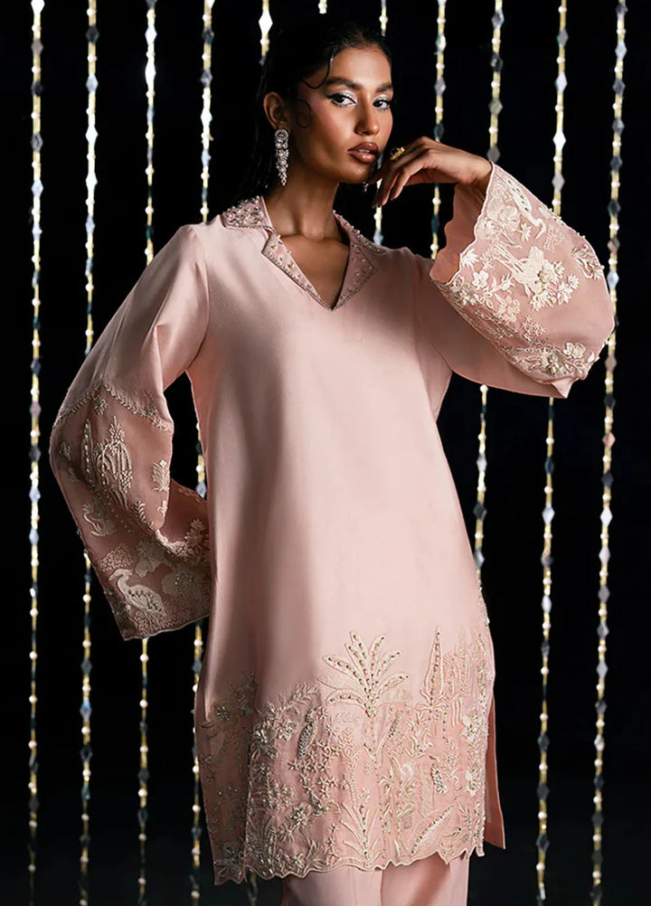 Fozia Khalid Pret Embroidered Silk 2 Piece Suit Aura