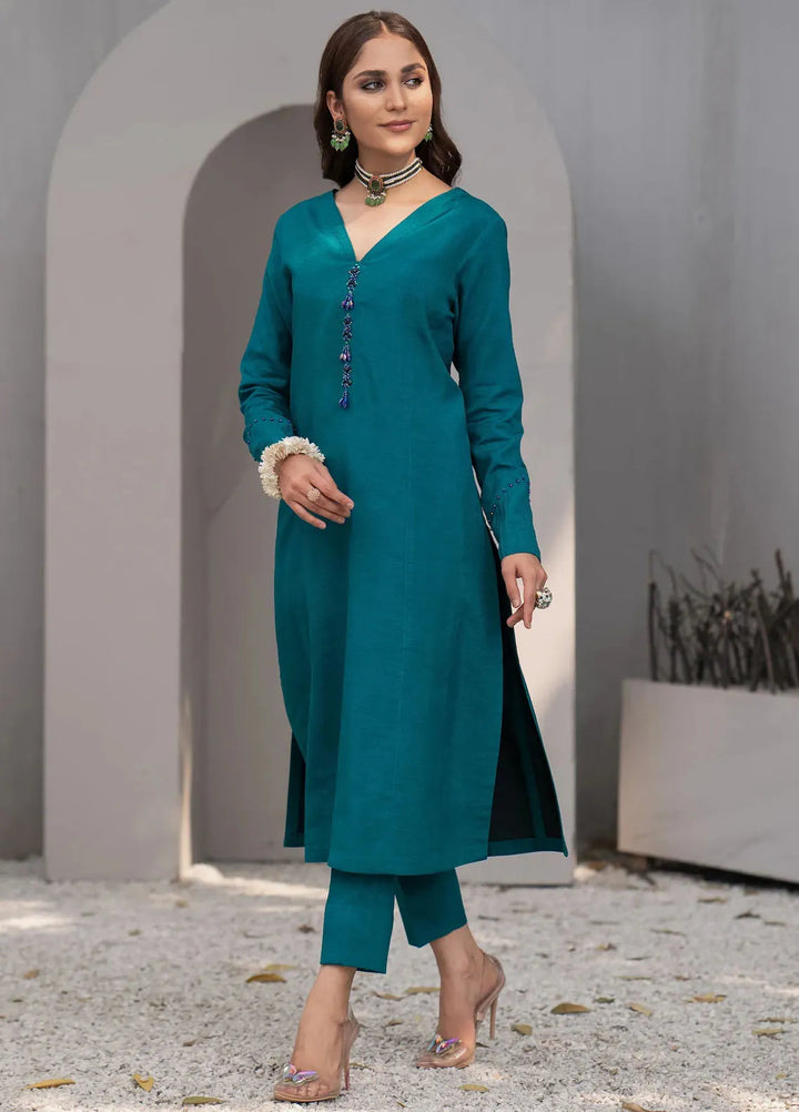 Fozia Khalid Pret Embroidered Silk 2 Piece Suit FK-W-03