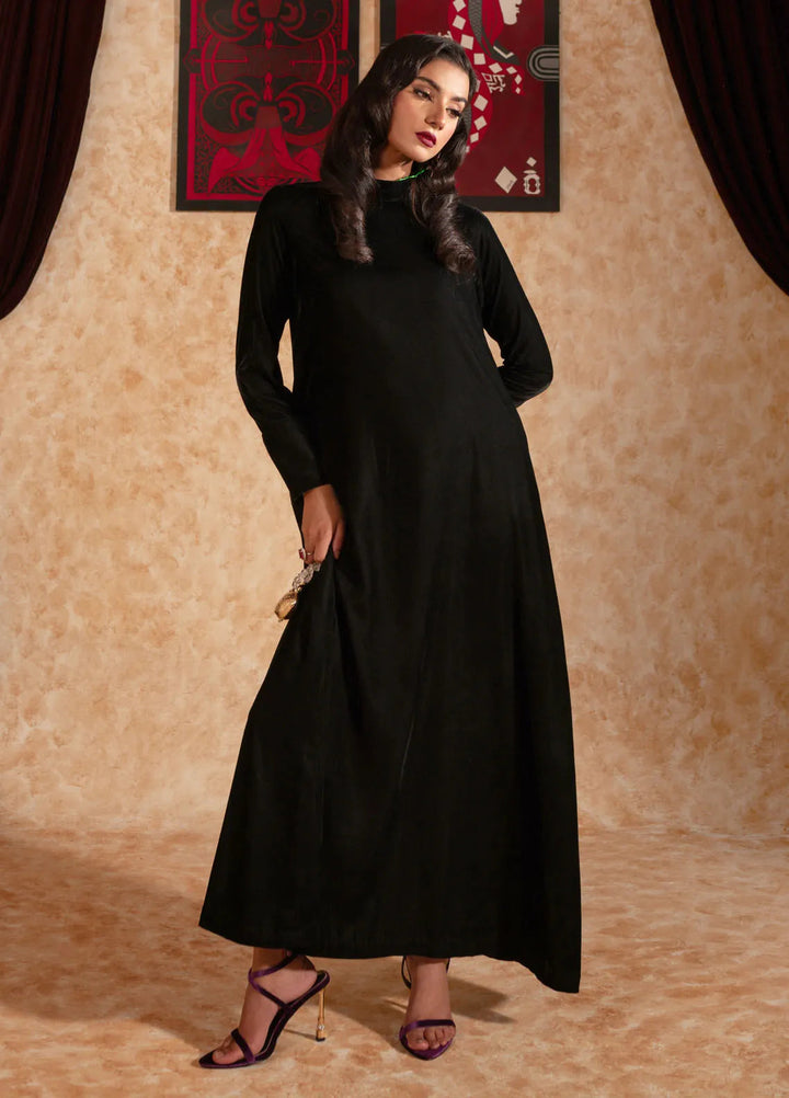Fozia Khalid Pret Embroidered Velvet Maxi Shadow