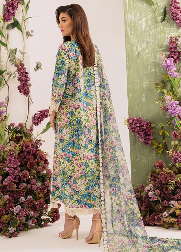 French Garden By Faixa Faixal Embroidered Lawn Suits Unstitched 3 Piece FFX23FG Iris - Eid Collection
