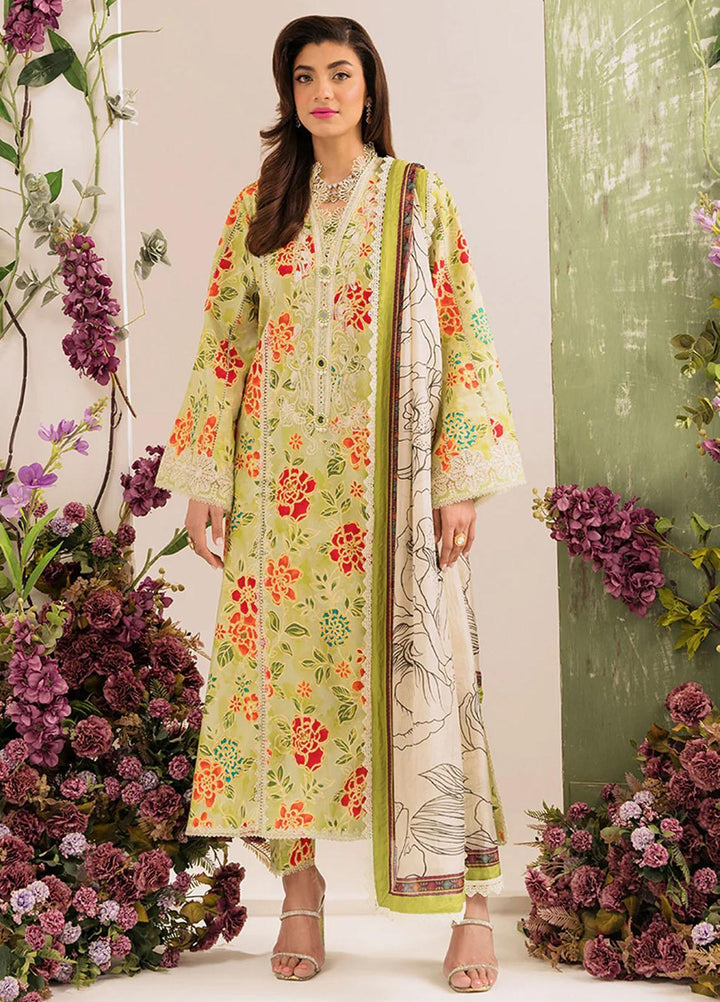 French Garden By Faixa Faixal Embroidered Lawn Suits Unstitched 3 Piece FFX23FG Freesia - Eid Collection