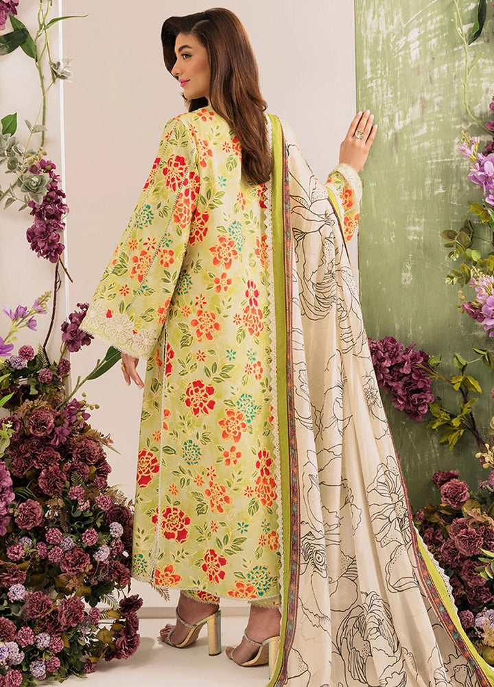 French Garden By Faixa Faixal Embroidered Lawn Suits Unstitched 3 Piece FFX23FG Freesia - Eid Collection