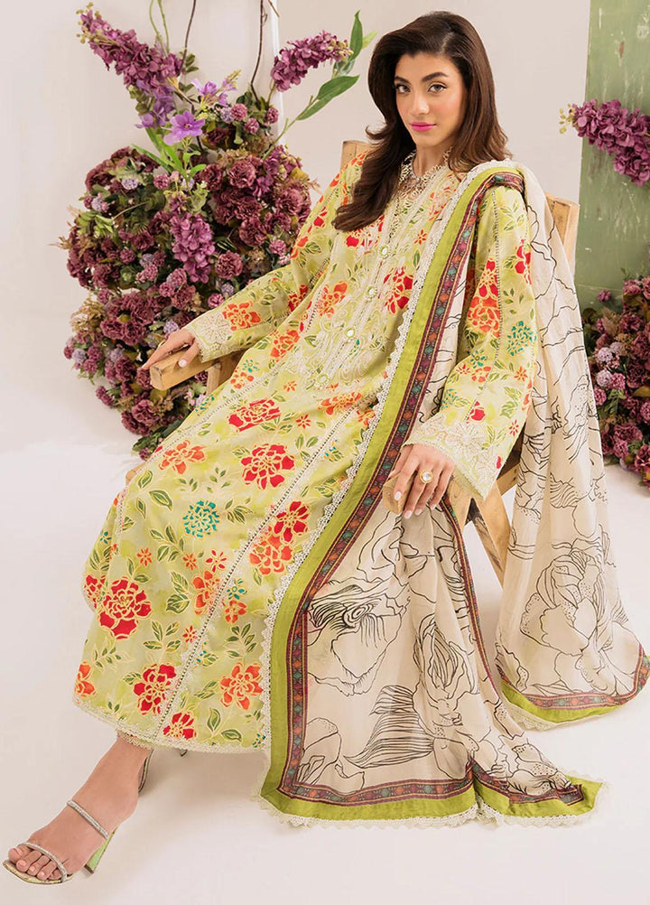 French Garden By Faixa Faixal Embroidered Lawn Suits Unstitched 3 Piece FFX23FG Freesia - Eid Collection