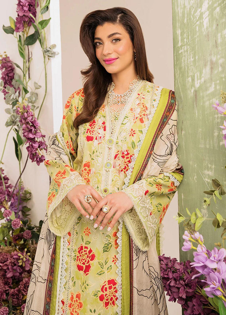 French Garden By Faixa Faixal Embroidered Lawn Suits Unstitched 3 Piece FFX23FG Freesia - Eid Collection