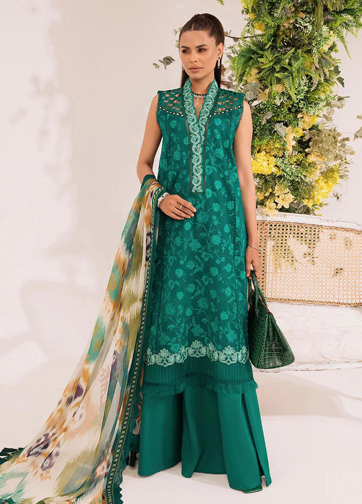 French Garden By Faixa Faixal Embroidered Lawn Suits Unstitched 3 Piece FFX23FG Emerald Dream - Eid Collection