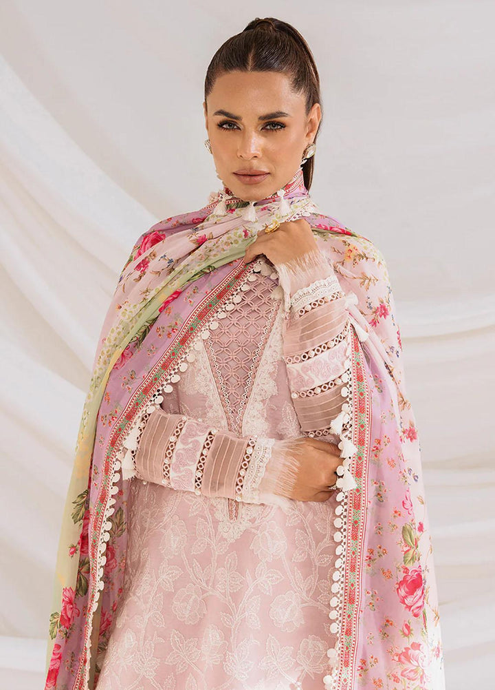 French Garden By Faixa Faixal Embroidered Lawn Suits Unstitched 3 Piece FFX23FG Rosy Bloom - Eid Collection