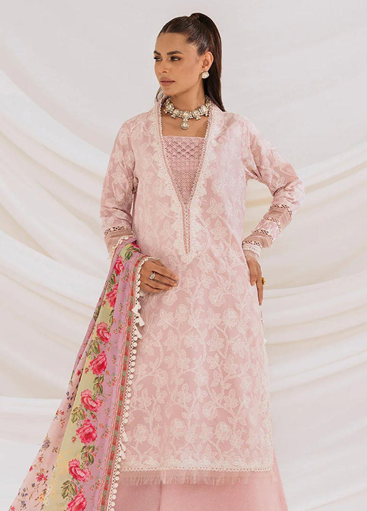 French Garden By Faixa Faixal Embroidered Lawn Suits Unstitched 3 Piece FFX23FG Rosy Bloom - Eid Collection