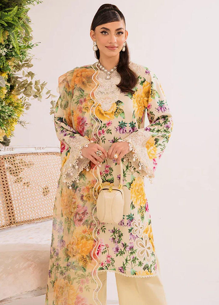 French Garden By Faixa Faixal Embroidered Lawn Suits Unstitched 3 Piece FFX23FG Jasmine - Eid Collection