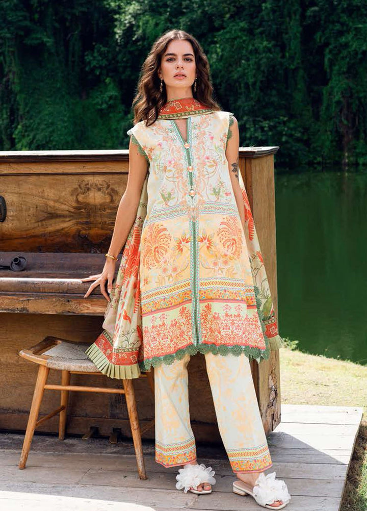 Garden Veil by Roheenaz Embroidered Lawn Suits Unstitched 3 Piece RN25GV D-08 B Gold Riddle - Summer Collection