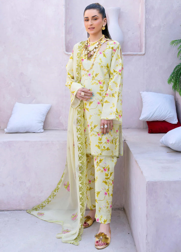 Gardenia By Humdum Embroidered Lawn Suit Unstitched 3 Piece HD24G3 D-06 - Summer Collection