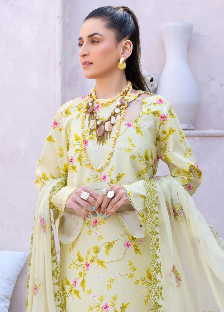 Gardenia By Humdum Embroidered Lawn Suit Unstitched 3 Piece HD24G3 D-06 - Summer Collection