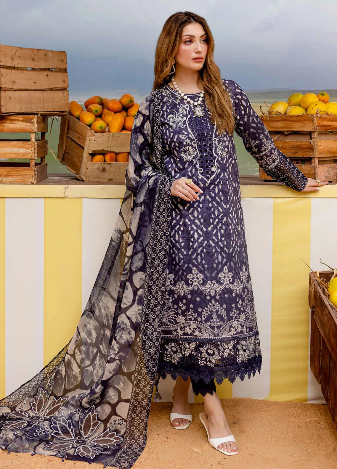 Eid Escape By Nureh Embroidered Lawn Suit Unstitched 3 Piece NU24EE NE-88 Botanica - Festive Collection
