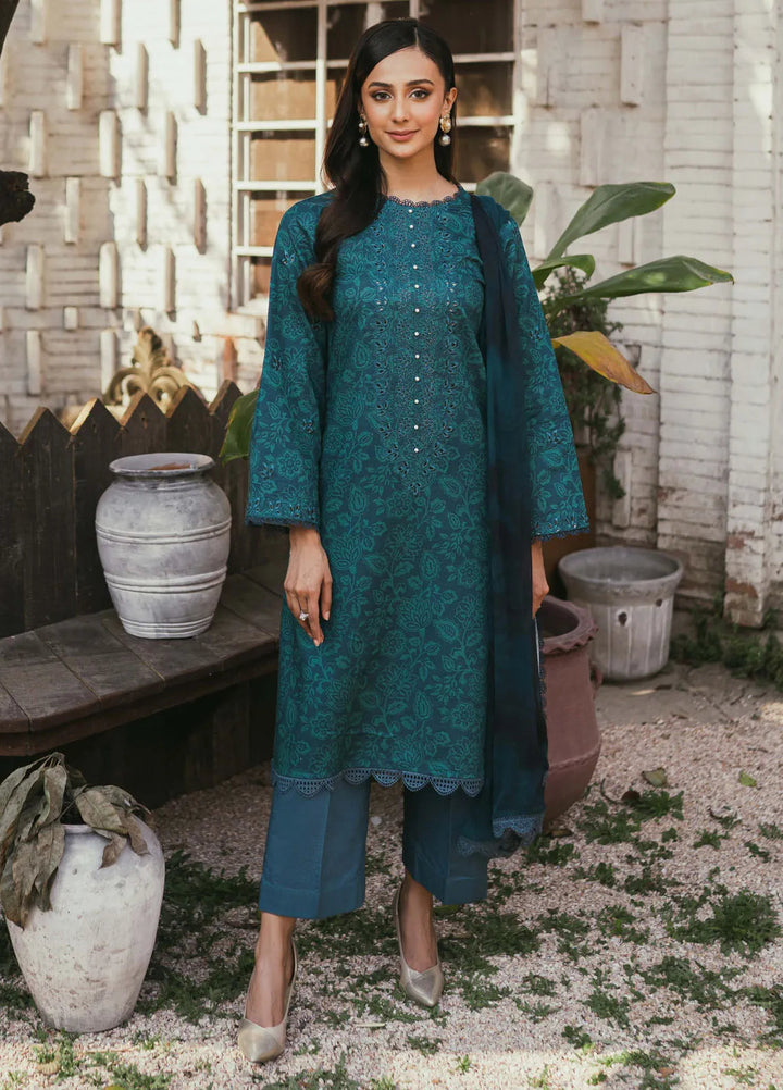 Gardenia Printkari by Humdum Embroidered Lawn Suits Unstitched 3 Piece HD24G D-01 - Summer Collection