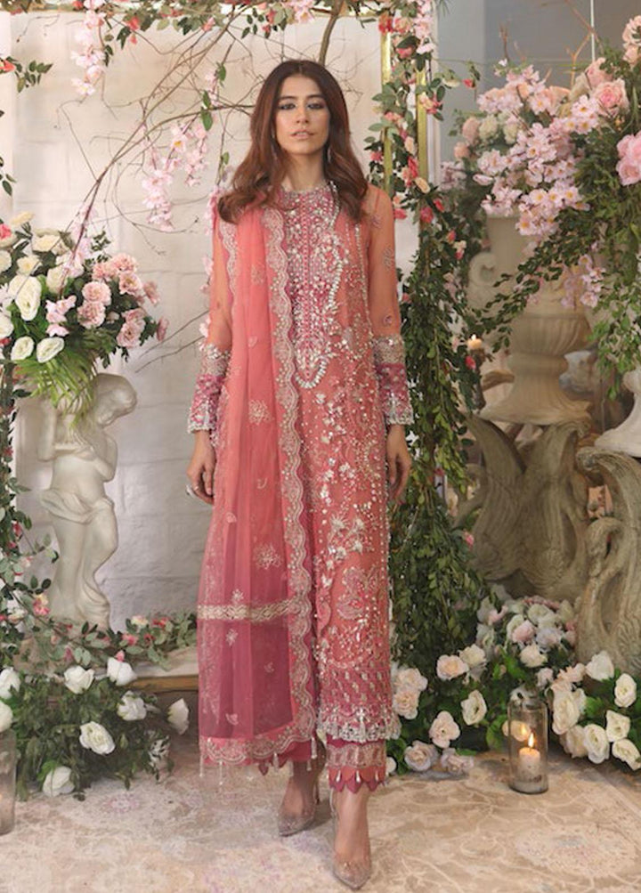 Gossamer by Zaha Embroidered Net Suits Unstitched 3 Piece ZKS22G D1 Kyra - Wedding Collection