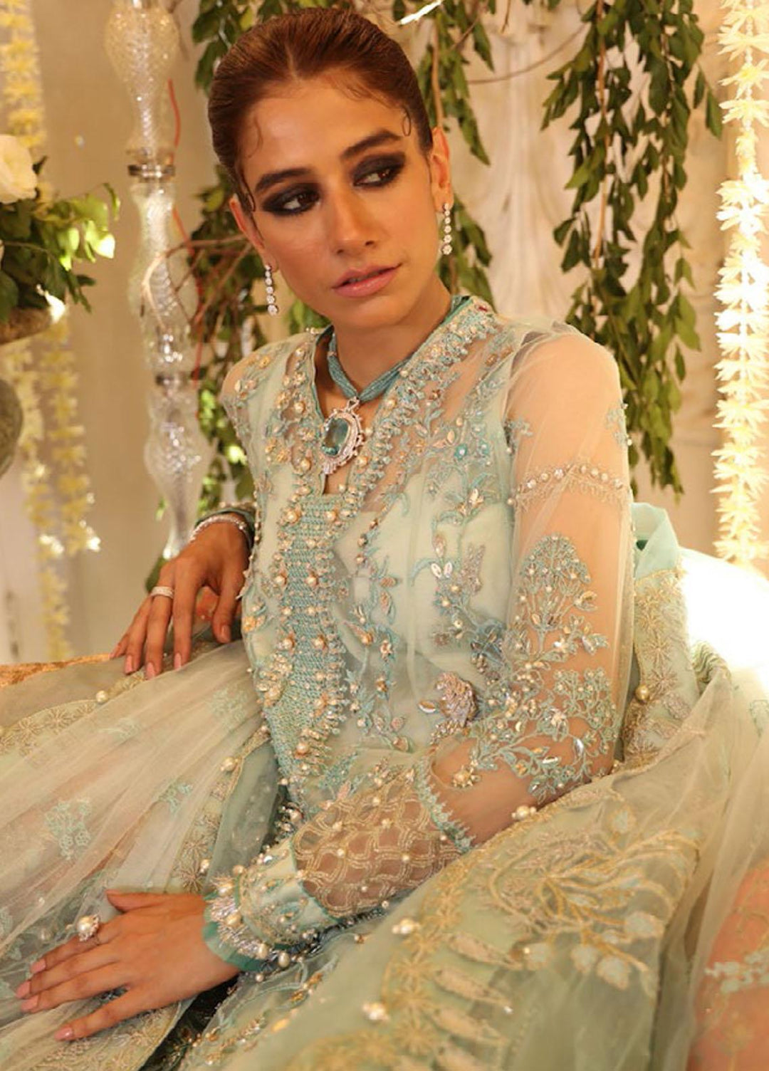 Gossamer by Zaha Embroidered Net Suits Unstitched 3 Piece ZKS22G D3 Fareena - Wedding Collection
