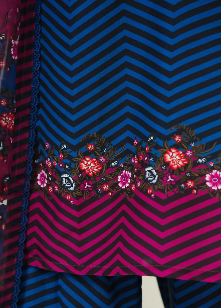 Grape Drape Pret Printed Swiss Lawn 3 Piece Suit Indigo Fusion