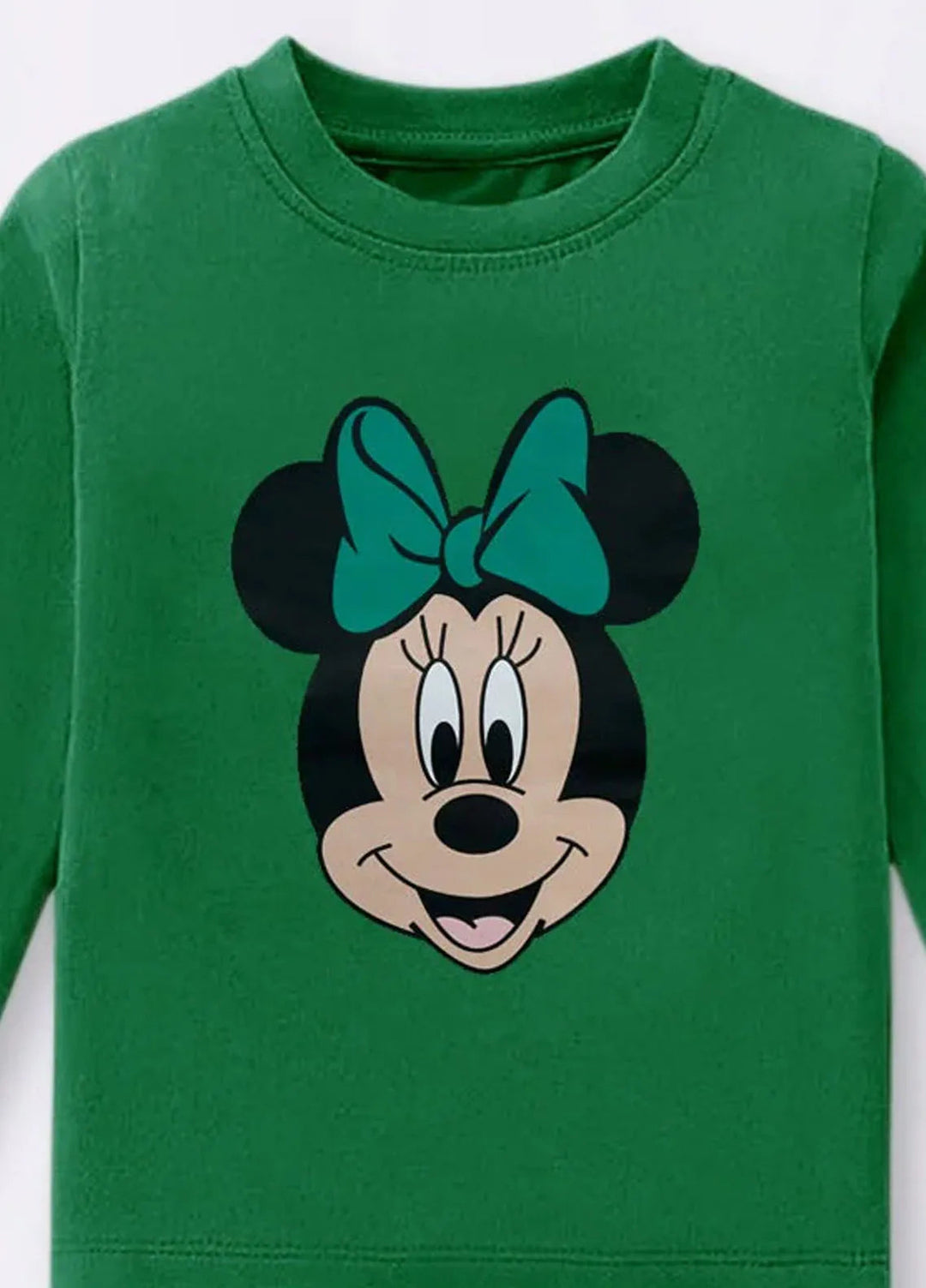 Baby Nest Green Minnie Magic Printed Full Sleeves T shirt for Kids - BNDR-76