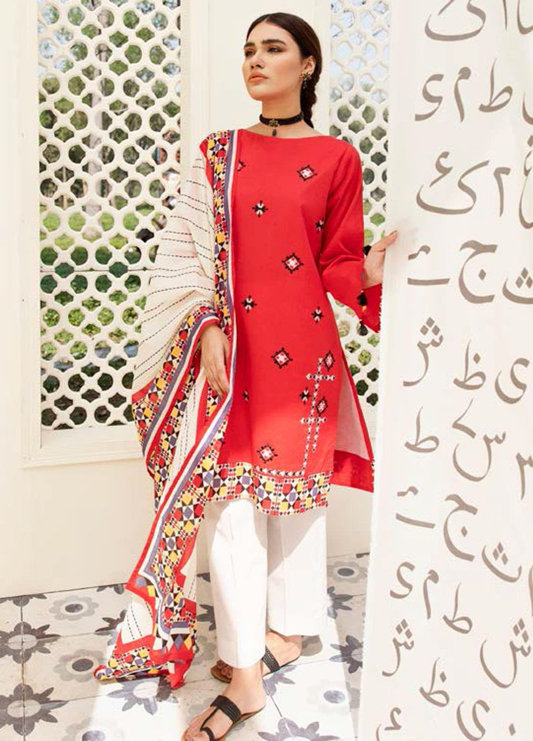 Guftagu by Orient Textiles Embroidered Jacquard Suits Unstitched 2 Piece OT21G D-065-Red - Festive Collection