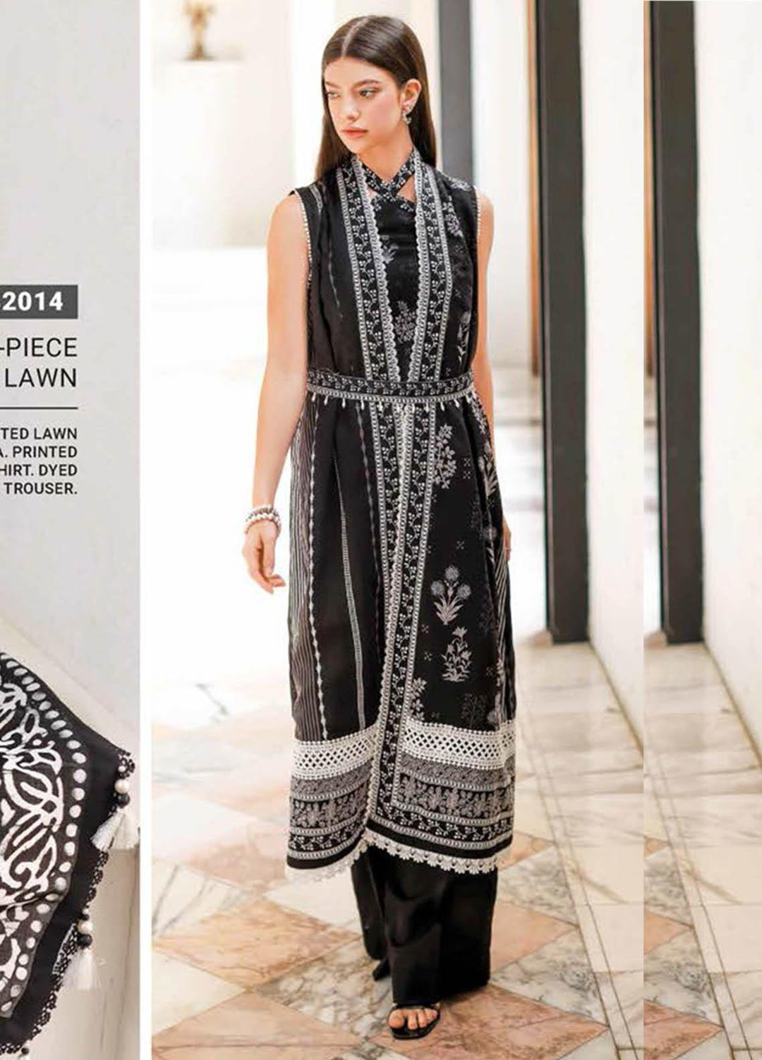Essential Lawn By Gul Ahmed Printed Lawn Suits Unstitched 3 Piece GA23E B-32003 - Summer Collection