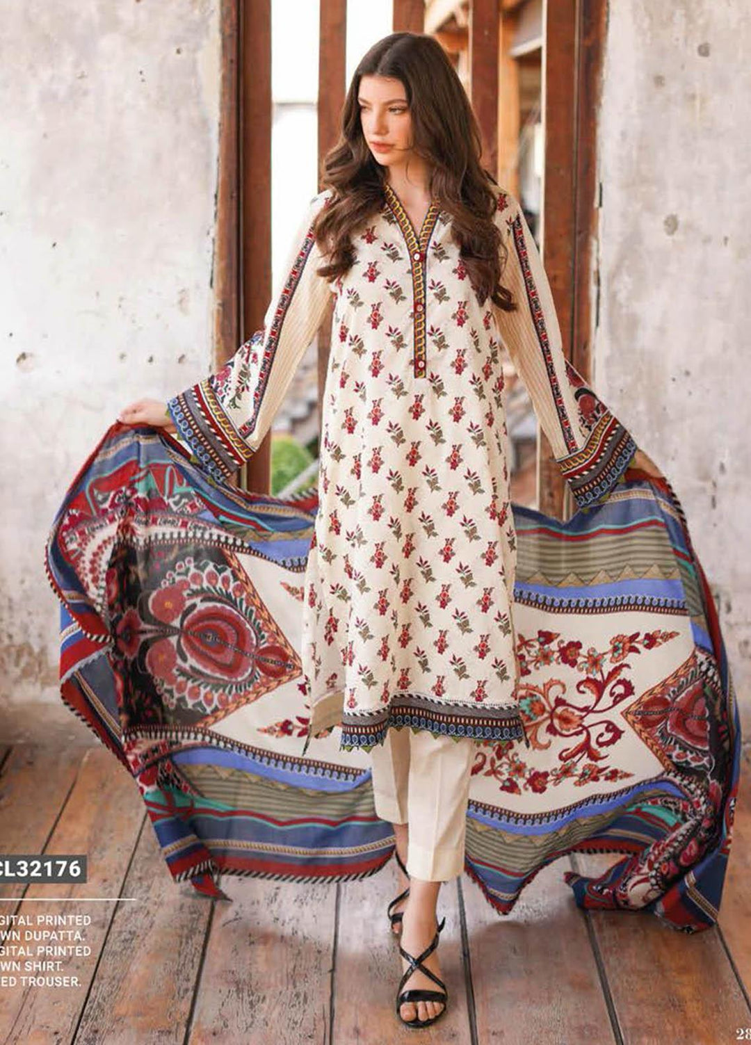Essential Lawn By Gul Ahmed Printed Lawn Suits Unstitched 3 Piece GA23E CL-32176 - Summer Collection