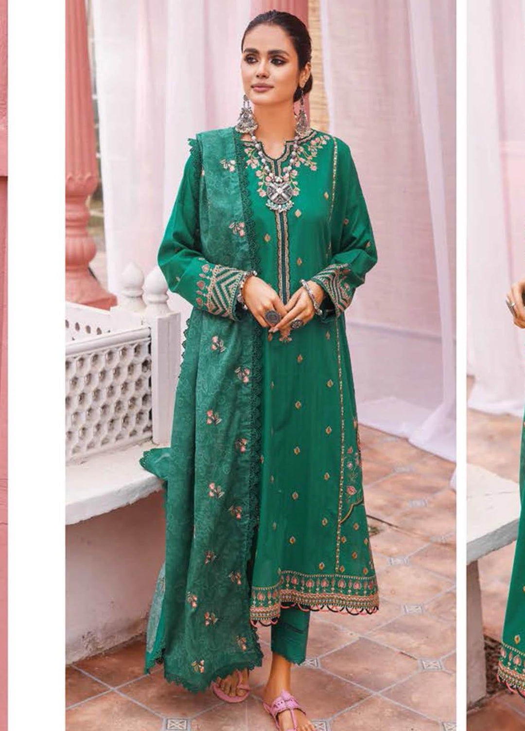 Essential Lawn By Gul Ahmed Embroidered Lawn Suits Unstitched 3 Piece GA23E DB-32004 - Summer Collection