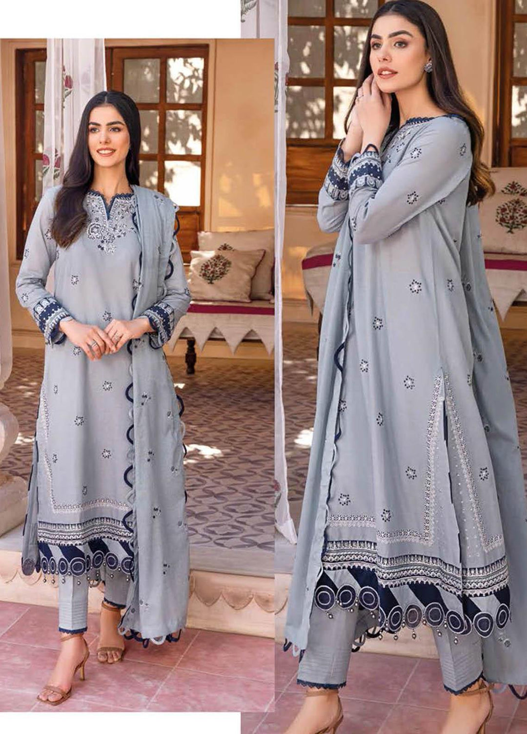 Essential Lawn By Gul Ahmed Embroidered Lawn Suits Unstitched 3 Piece GA23E DN-32025 - Summer Collection
