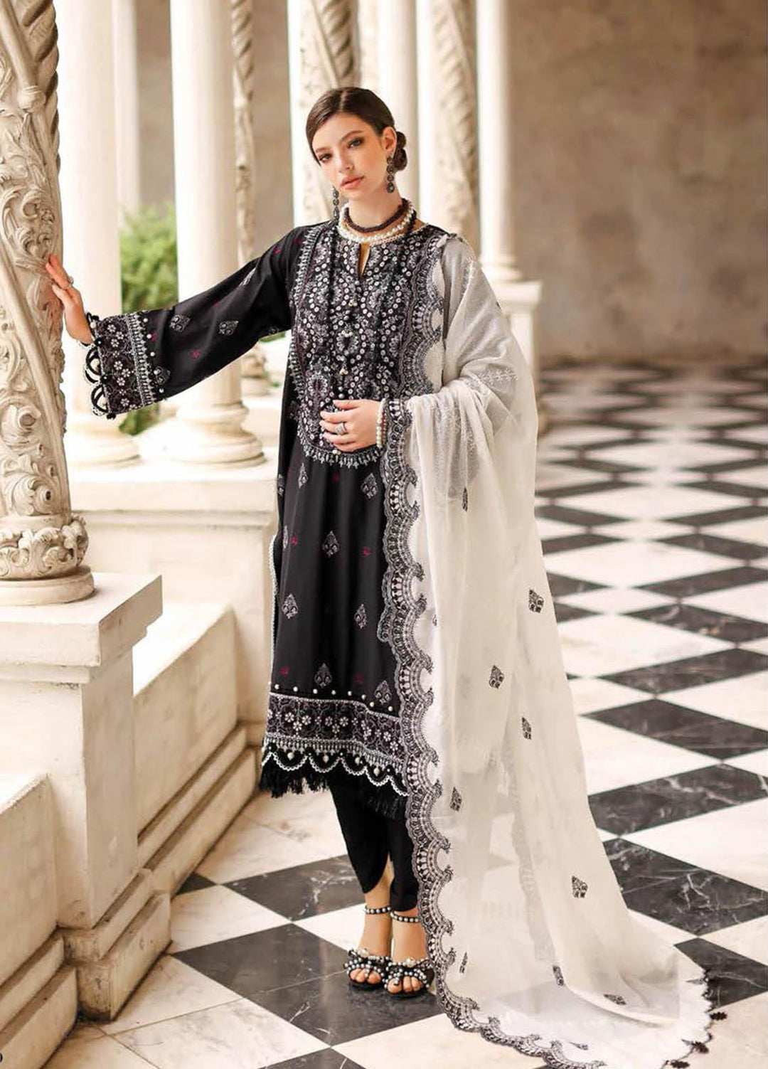 Essential Lawn By Gul Ahmed Embroidered Lawn Suits Unstitched 3 Piece GA23E DN-32040 - Summer Collection