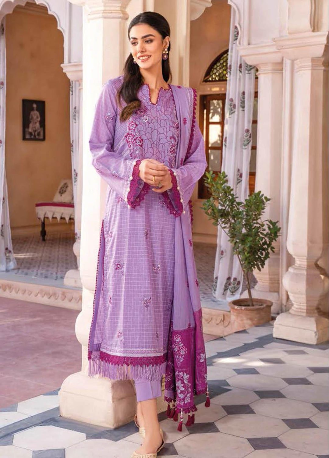 Essential Lawn By Gul Ahmed Embroidered Lawn Suits Unstitched 3 Piece GA23E DN-32041 - Summer Collection