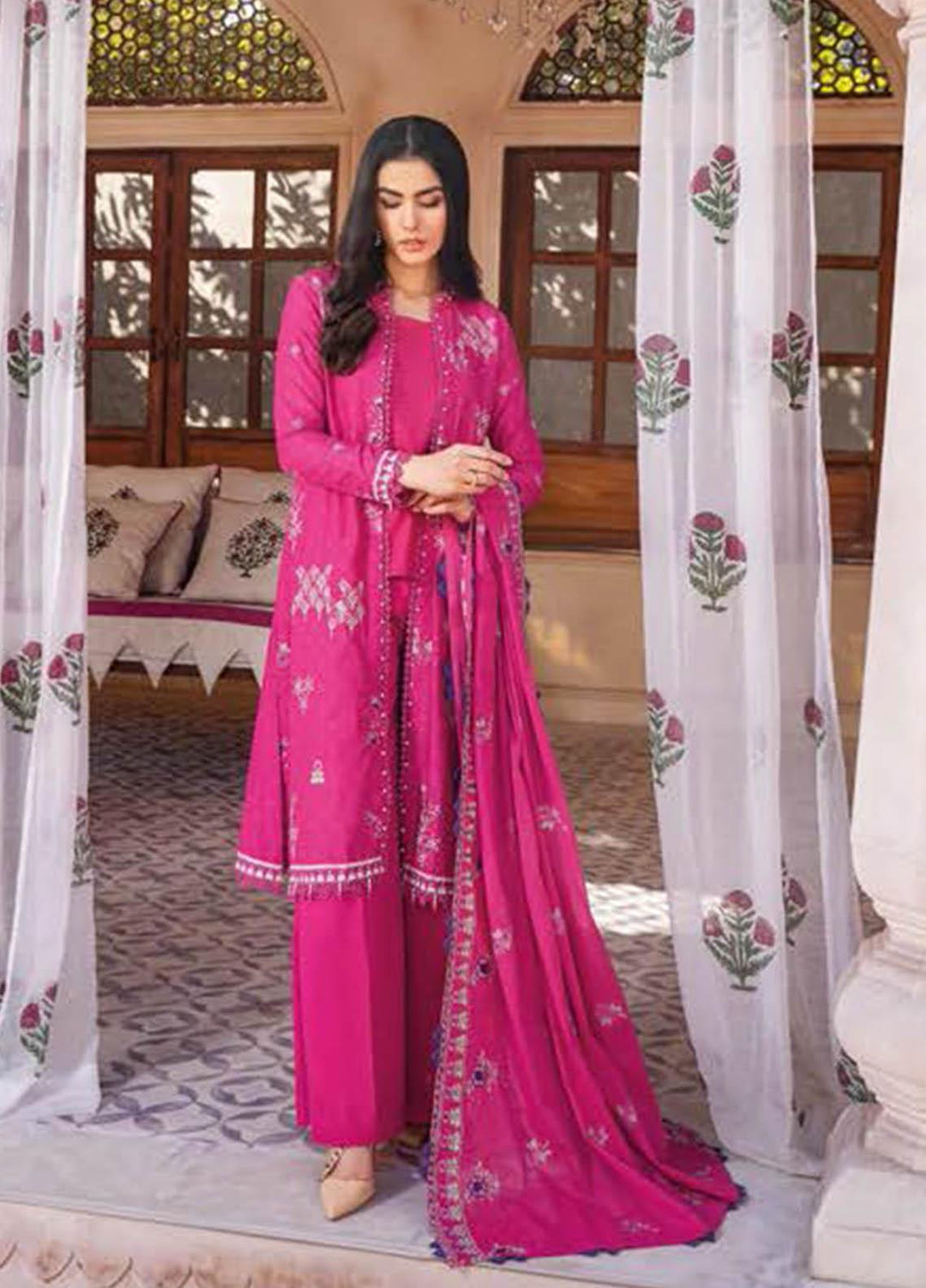 Essential Lawn By Gul Ahmed Embroidered Lawn Suits Unstitched 3 Piece GA23E DN-32042 - Summer Collection