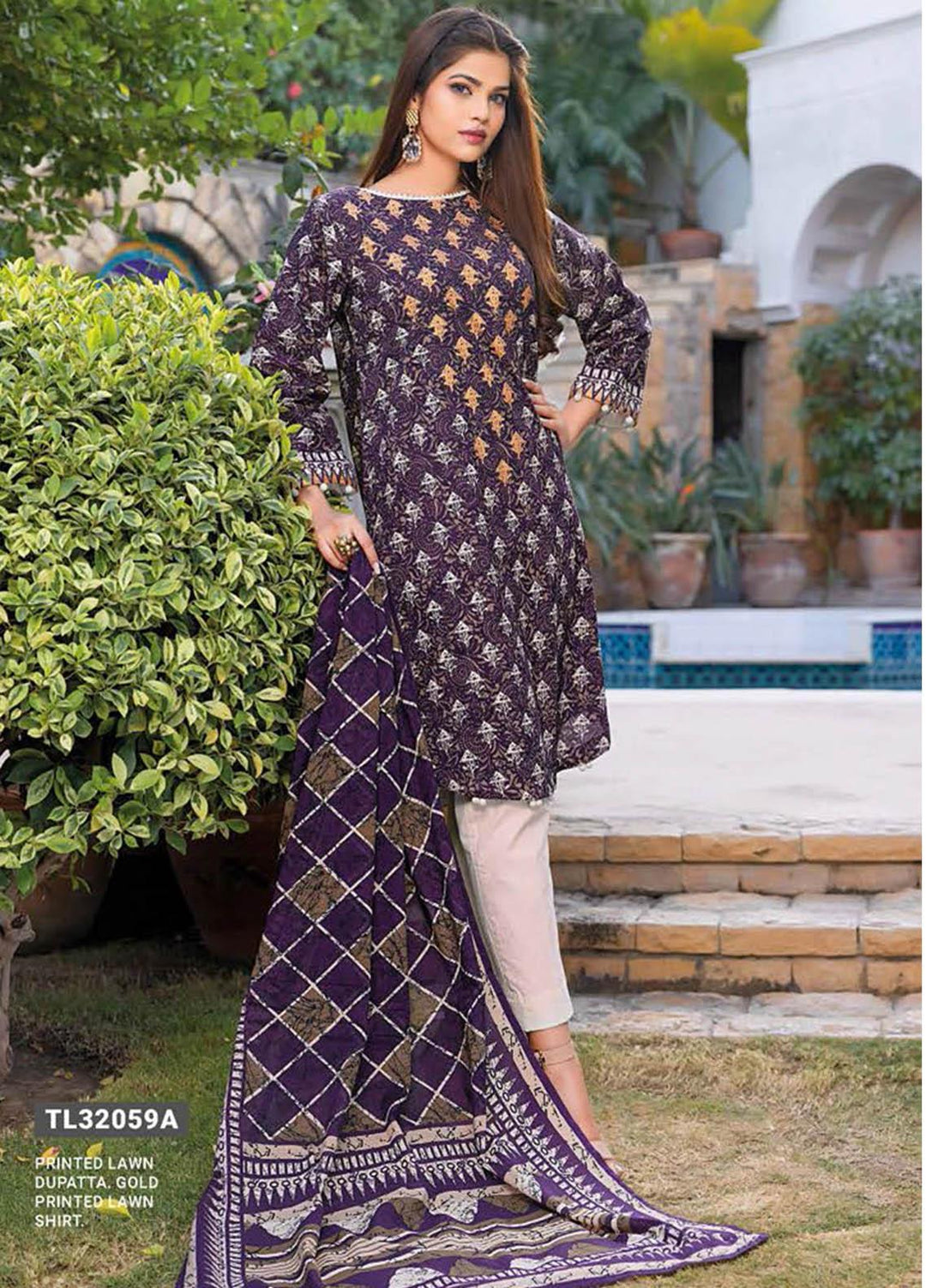 Essential Lawn By Gul Ahmed Printed Lawn Suits Unstitched 2 Piece GA23E TL-32059A - Summer Collection