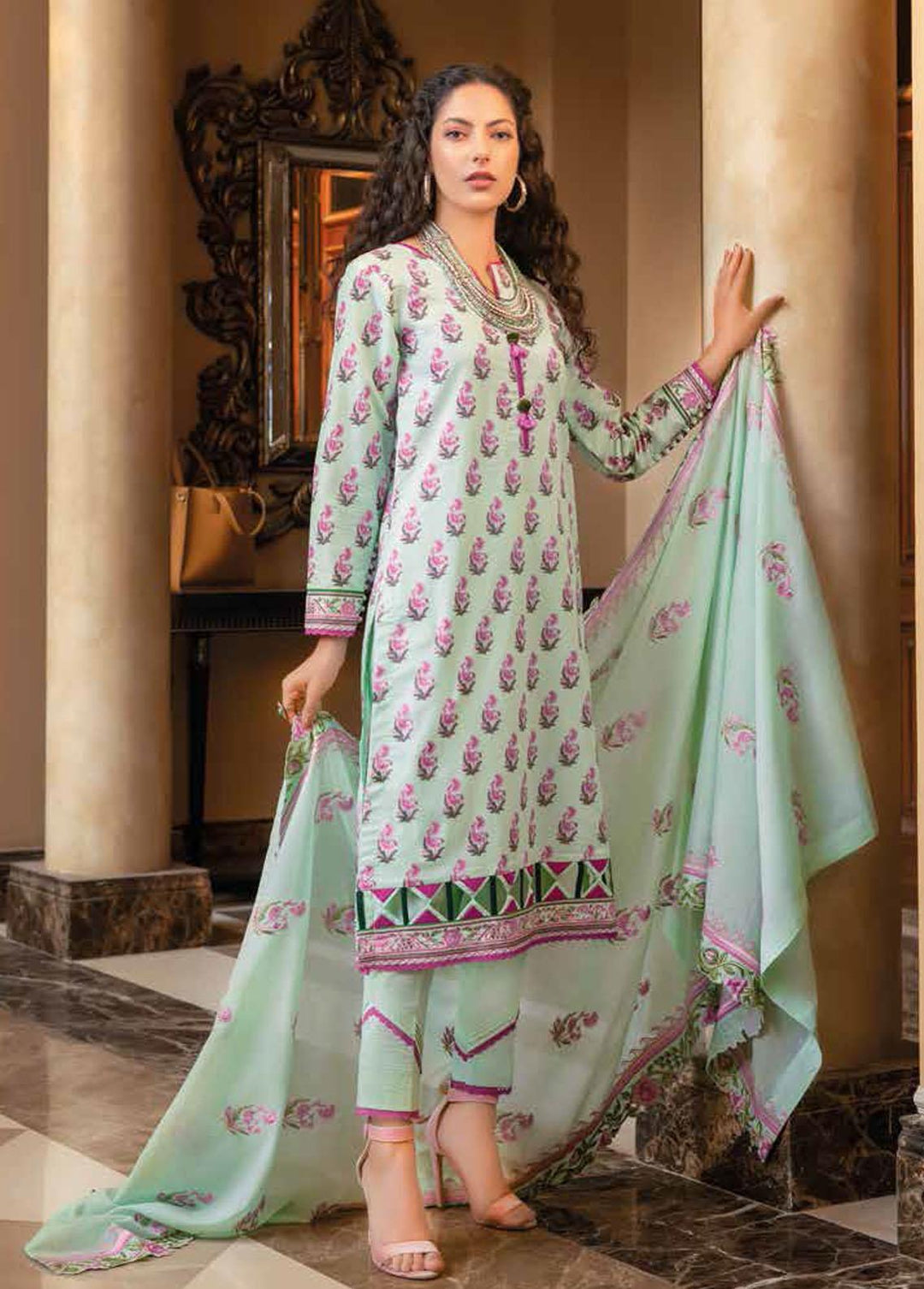Gul Ahmed Embroidered Lawn Suits Unstitched 3 Piece GA22SB DN-22028 - Summer Collection