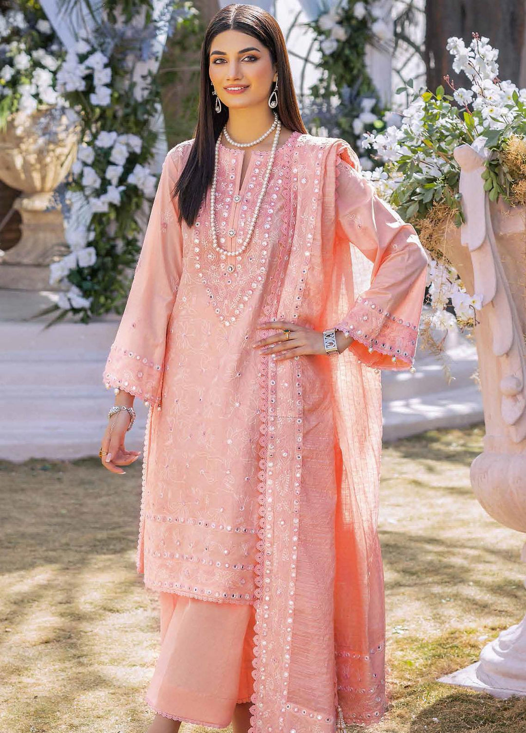 Gul Ahmed Embroidered Lawn Suits Unstitched 3 Piece GA23F CK-32006 - Festive Collection