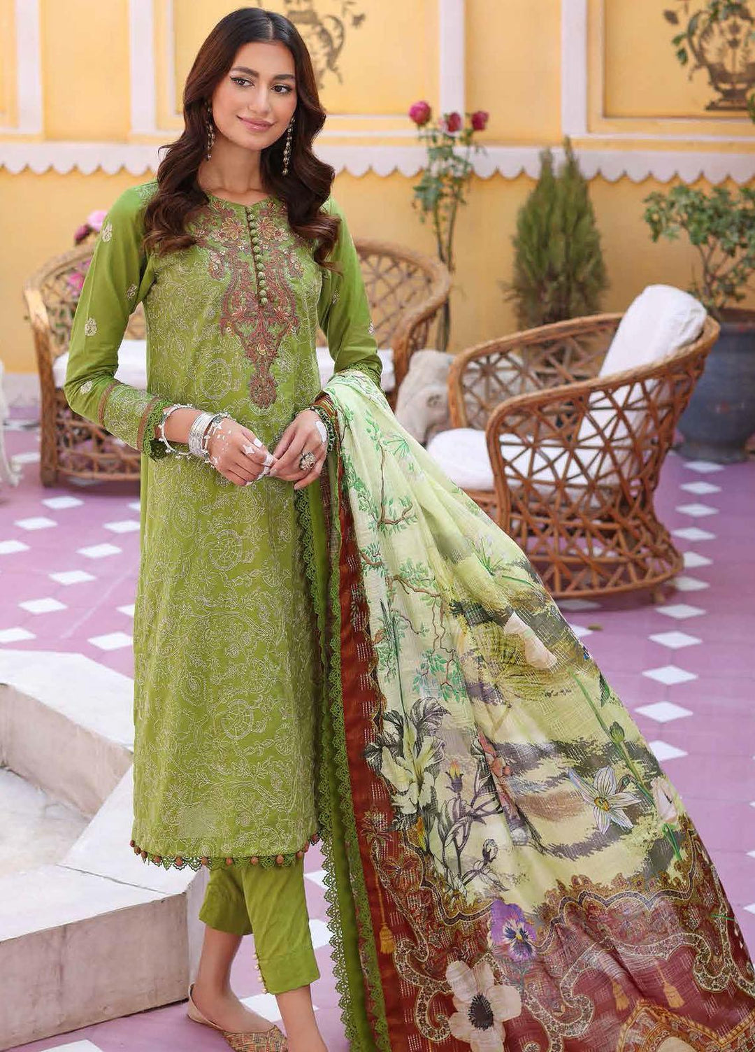 Gul Ahmed Embroidered Lawn Suits Unstitched 3 Piece GA23F DB-32016 - Festive Collection