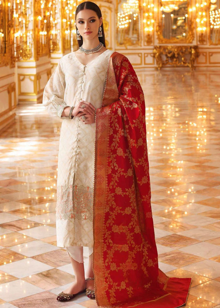 Gul Ahmed Embroidered Cotton Net Suits Unstitched 3 Piece GA22WD PRW-22010 - Wedding Collection