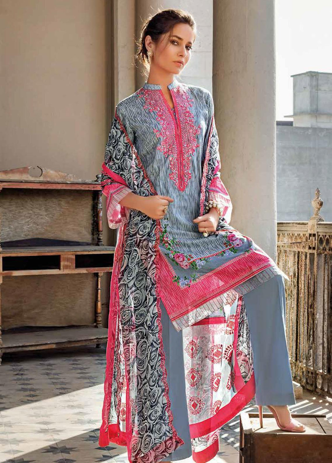 Gul Ahmed Embroidered Lawn Suits Unstitched 3 Piece GA22FS BCT-12003 - Summer Collection