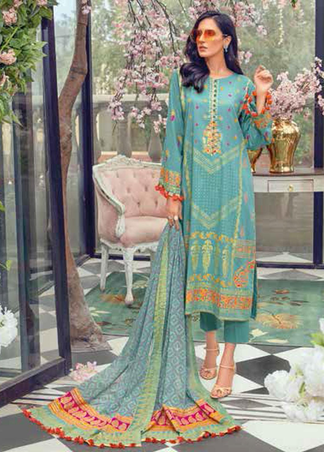 Gul Ahmed Embroidered Lawn Suits Unstitched 3 Piece GA22FS BM-12009 - Summer Collection