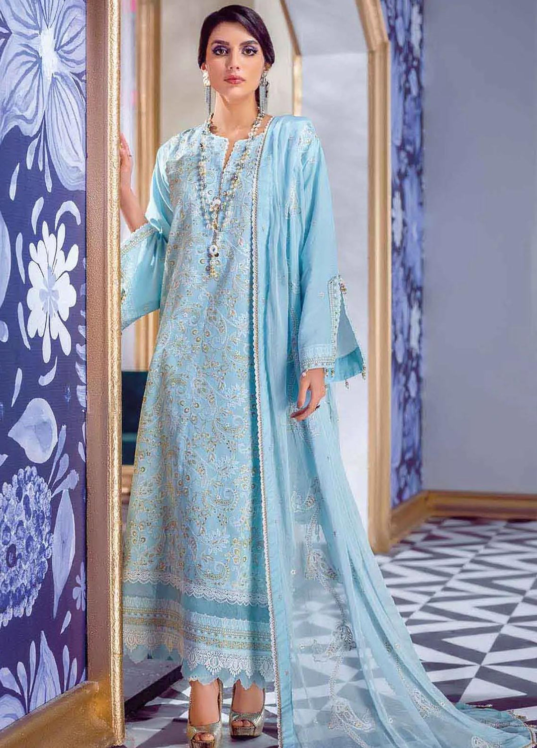 Gul Ahmed Embroidered Lawn Suits Unstitched 3 Piece GA22FS LSV-22008 - Summer Collection
