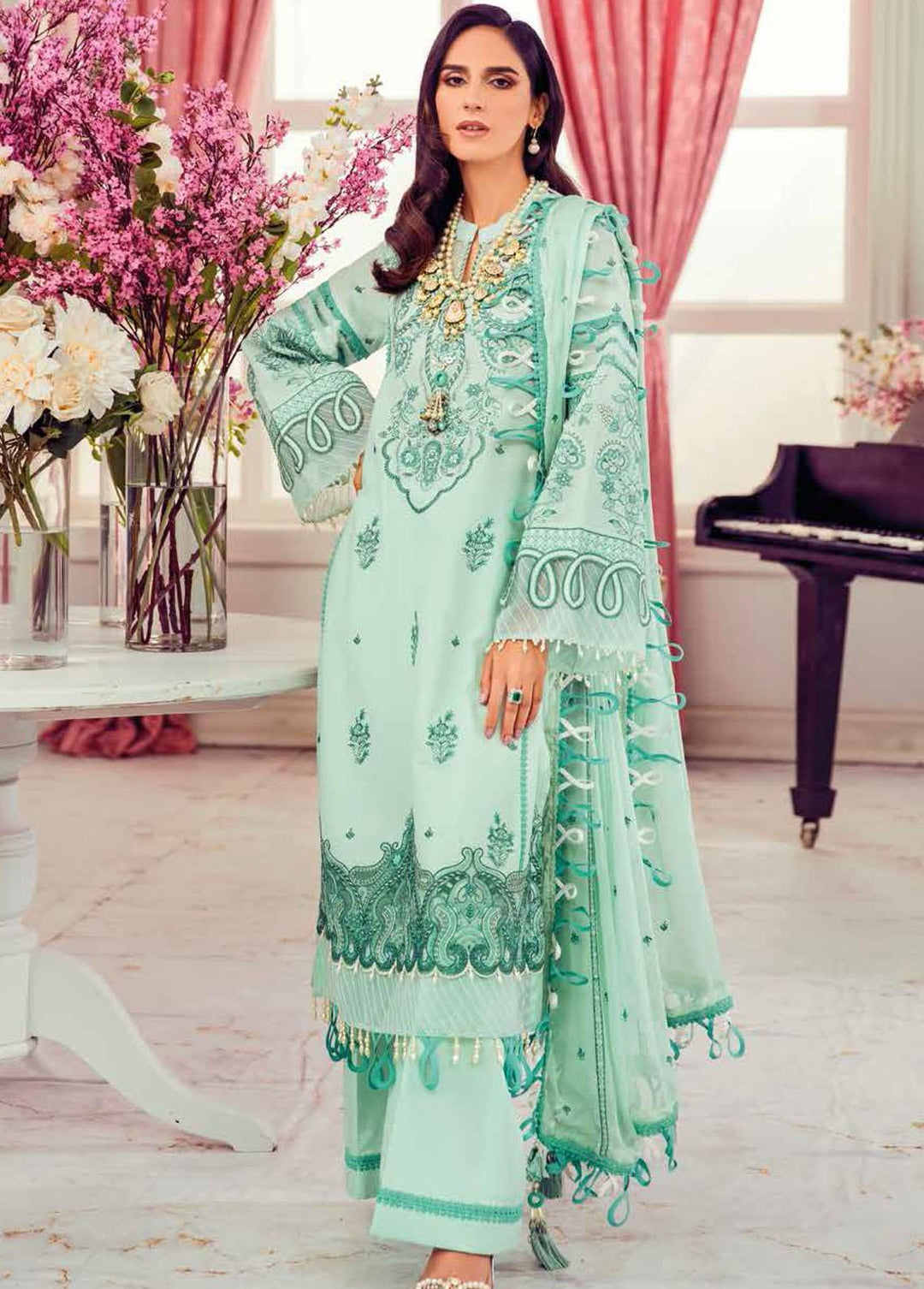 Gul Ahmed Embroidered Lawn Suits Unstitched 3 Piece GA22FS LSV-22009 - Summer Collection