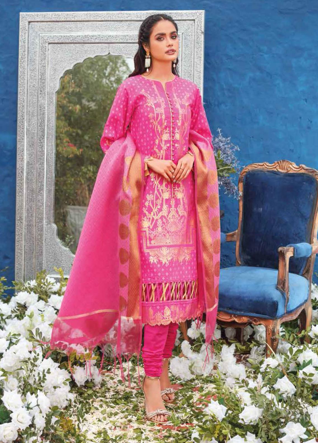 Gul Ahmed Embroidered Lawn Suits Unstitched 3 Piece GA22FS MJ-22002 - Summer Collection