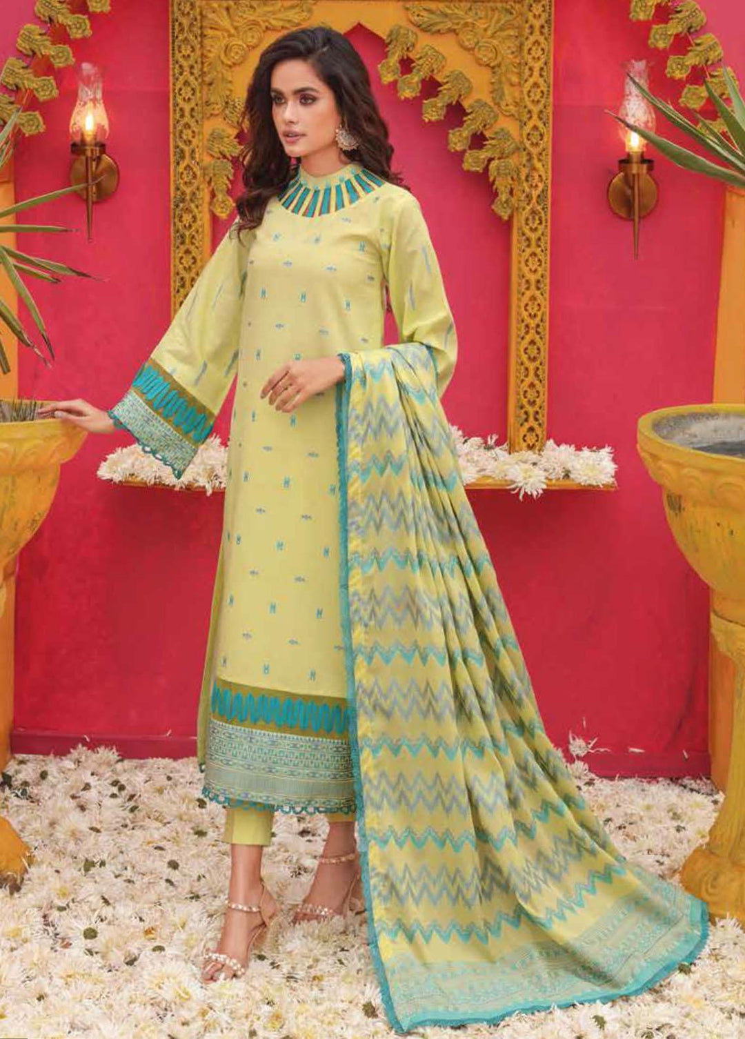 Gul Ahmed Embroidered Lawn Suits Unstitched 3 Piece GA22FS MJ-22045 - Summer Collection
