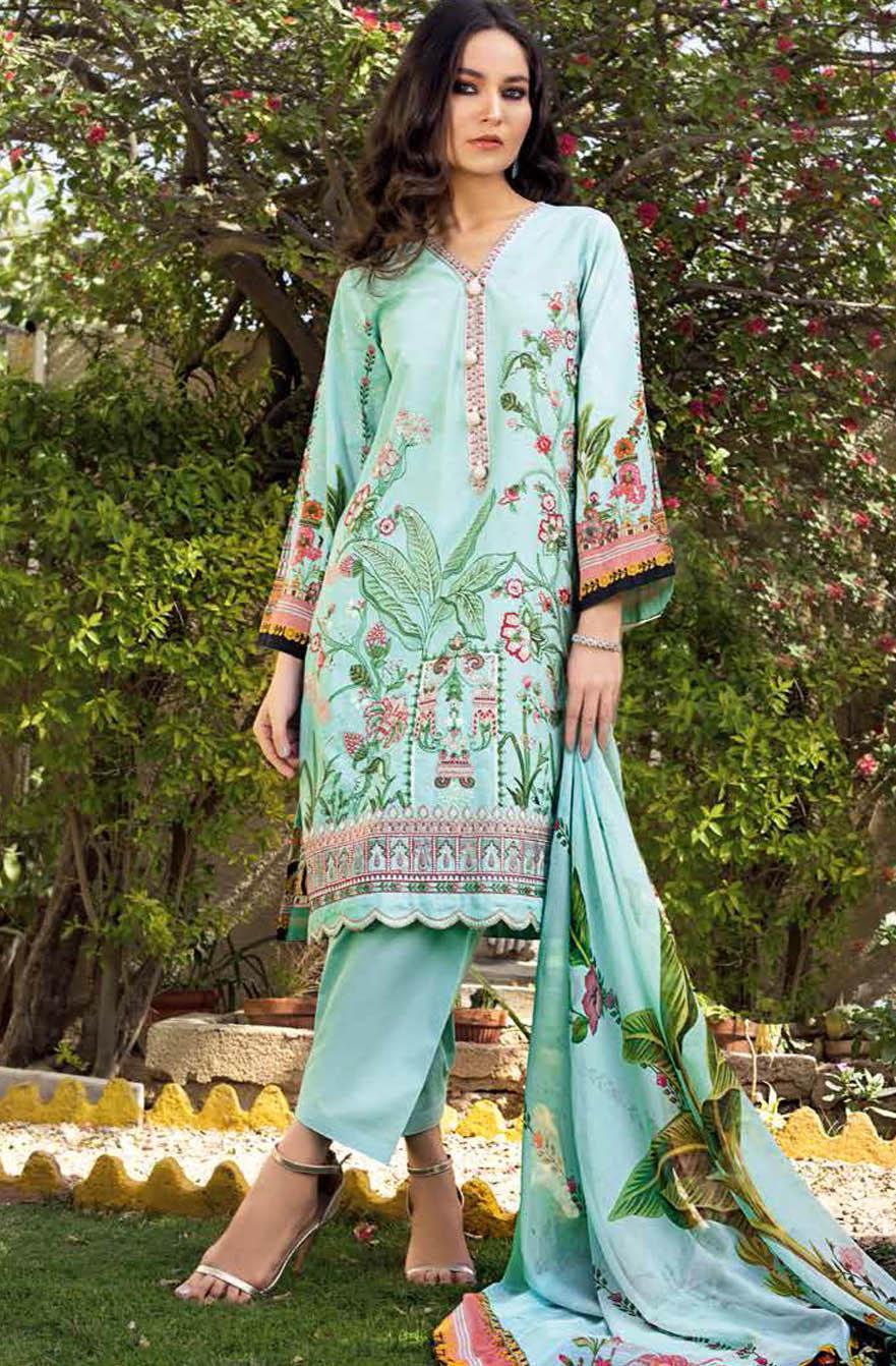 Gul Ahmed Embroidered Lawn Suits Unstitched 3 Piece GA21S BM 175 - Summer Collection