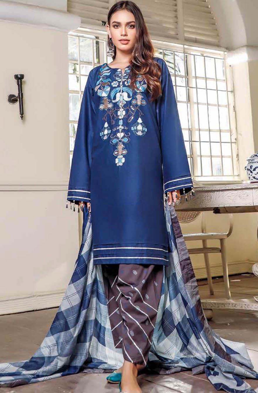 Gul Ahmed Embroidered Lawn Suits Unstitched 3 Piece GA21S FS 22 - Summer Collection