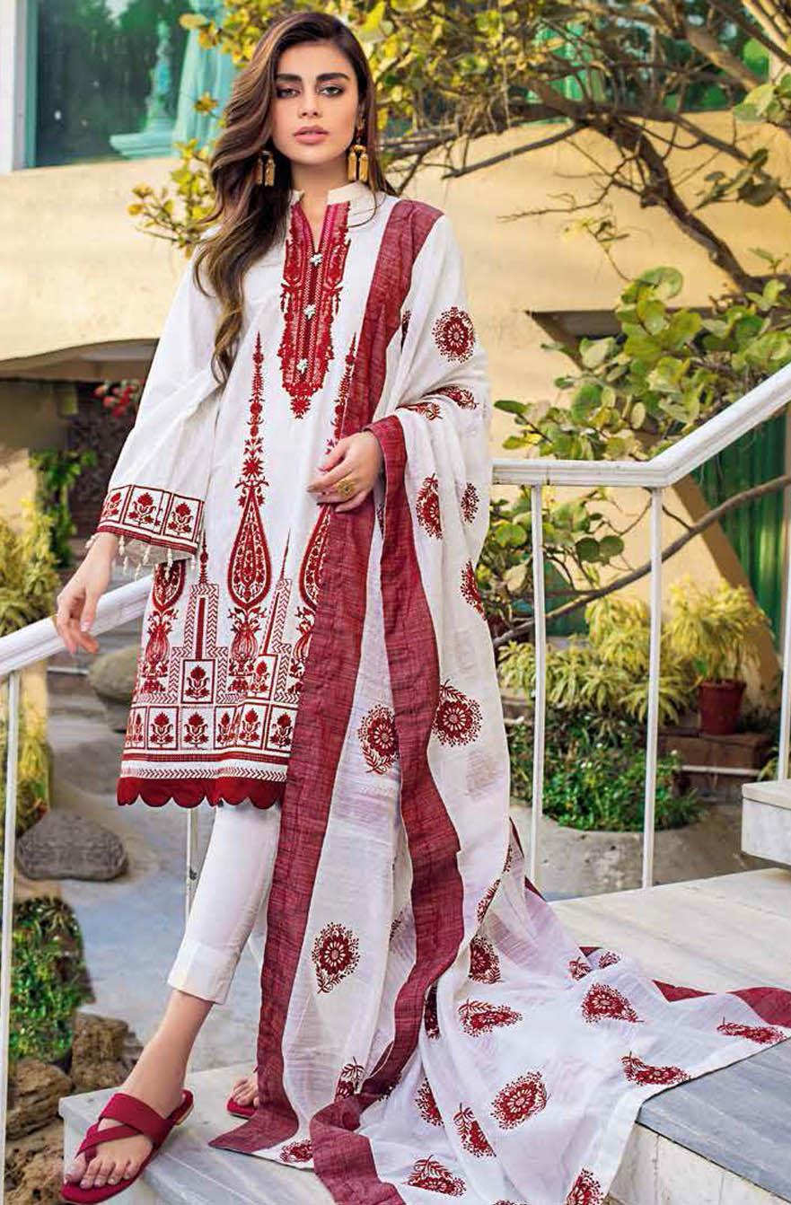 Gul Ahmed Embroidered Lawn Suits Unstitched 3 Piece GA21S MJ 76 - Summer Collection