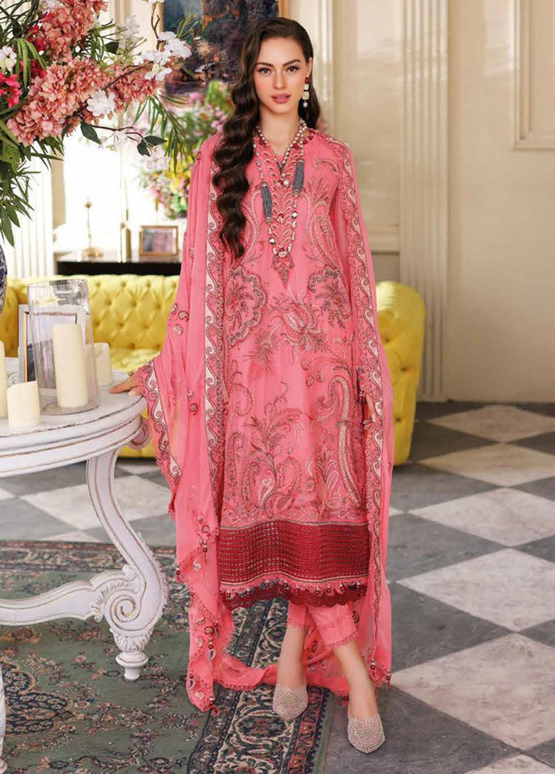 Gul Ahmed Embroidered Lawn Suits Unstitched 3 Piece GA23PS LE-32002 - Summer Collection