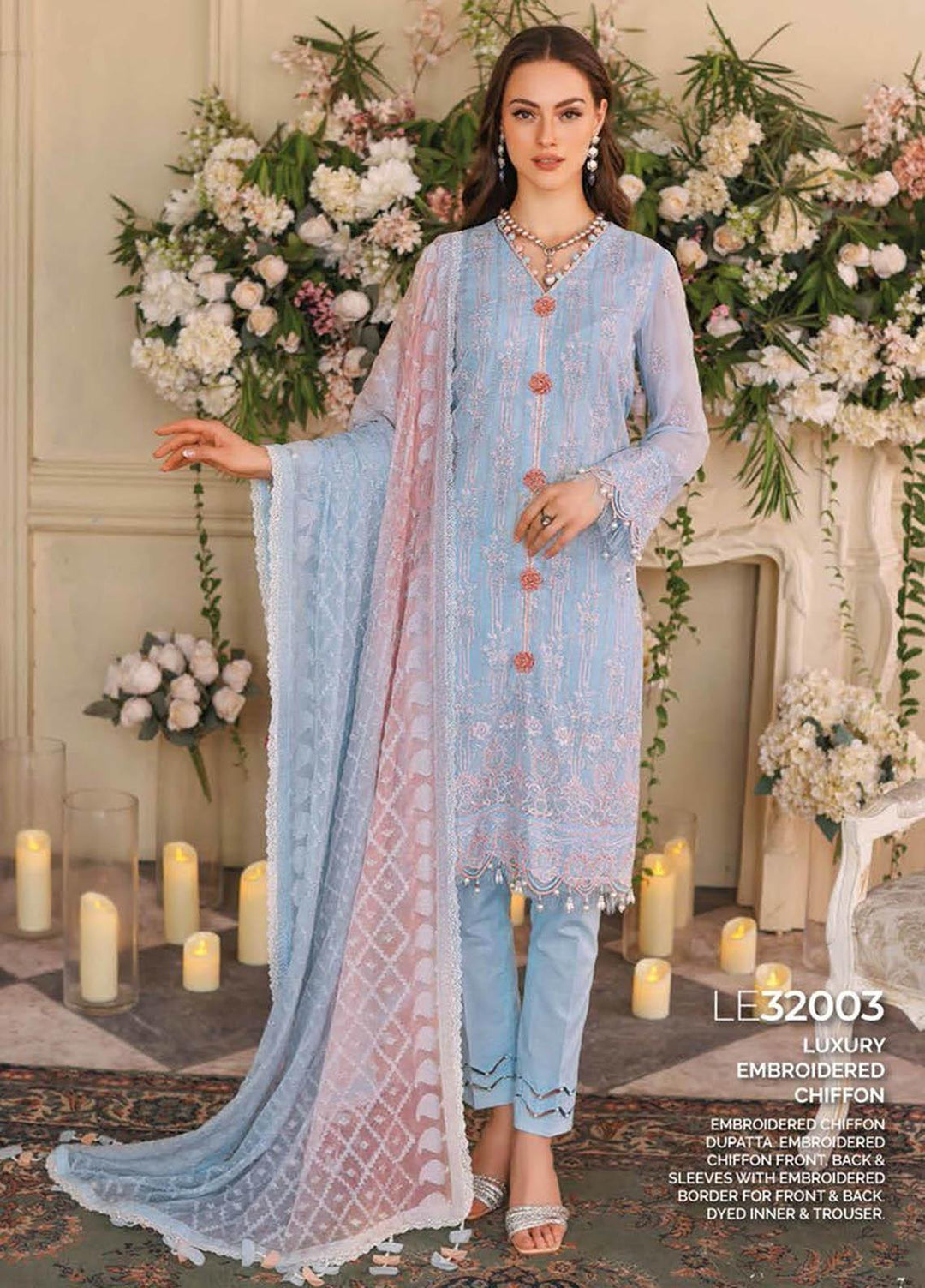 Gul Ahmed Embroidered Lawn Suits Unstitched 3 Piece GA23PS LE-32003 - Summer Collection