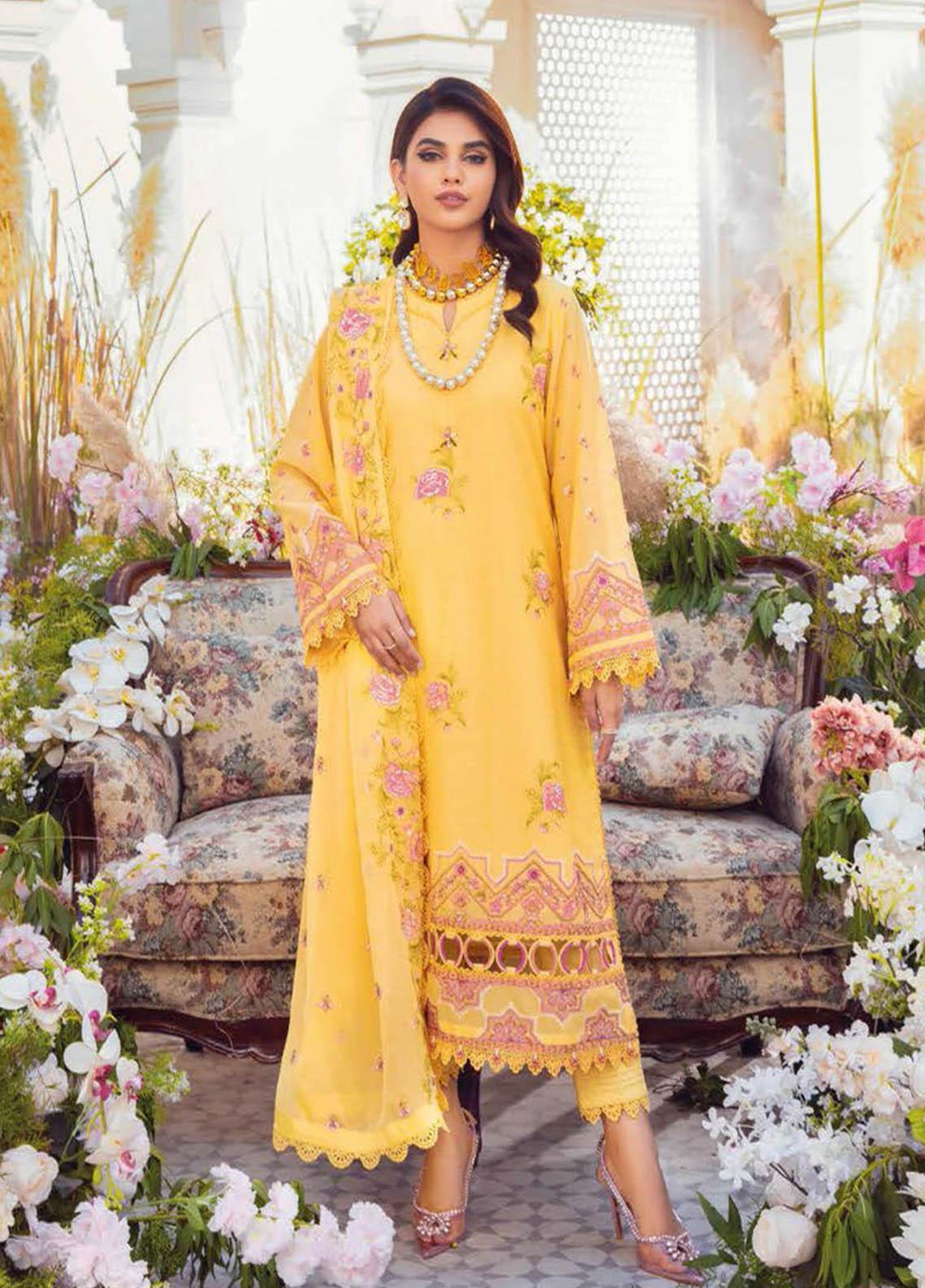 Gul Ahmed Embroidered Lawn Suits Unstitched 3 Piece GA23PS LSV-32007 - Summer Collection