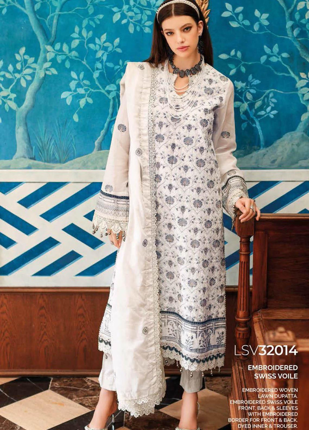 Gul Ahmed Embroidered Lawn Suits Unstitched 3 Piece GA23PS LSV-32014 - Summer Collection