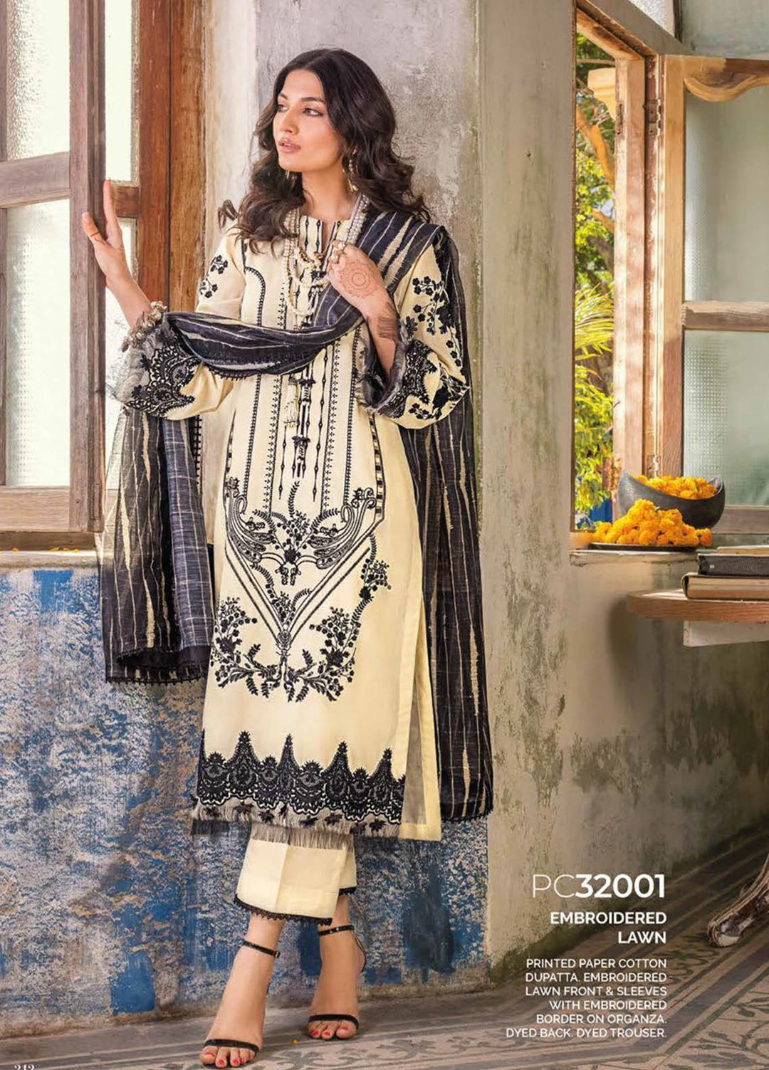 Gul Ahmed Embroidered Lawn Suits Unstitched 3 Piece GA23PS PC-32001 - Summer Collection