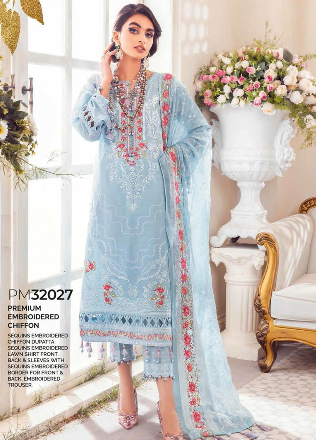 Gul Ahmed Embroidered Lawn Suits Unstitched 3 Piece GA23PS PM-32027 - Summer Collection