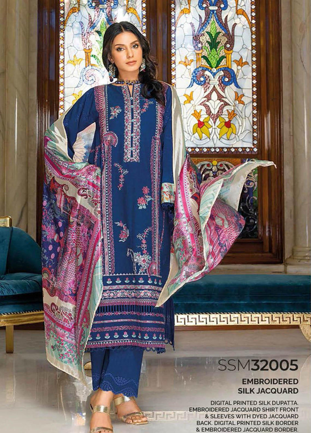 Gul Ahmed Embroidered Lawn Suits Unstitched 3 Piece GA23PS SSM-32005 - Summer Collection
